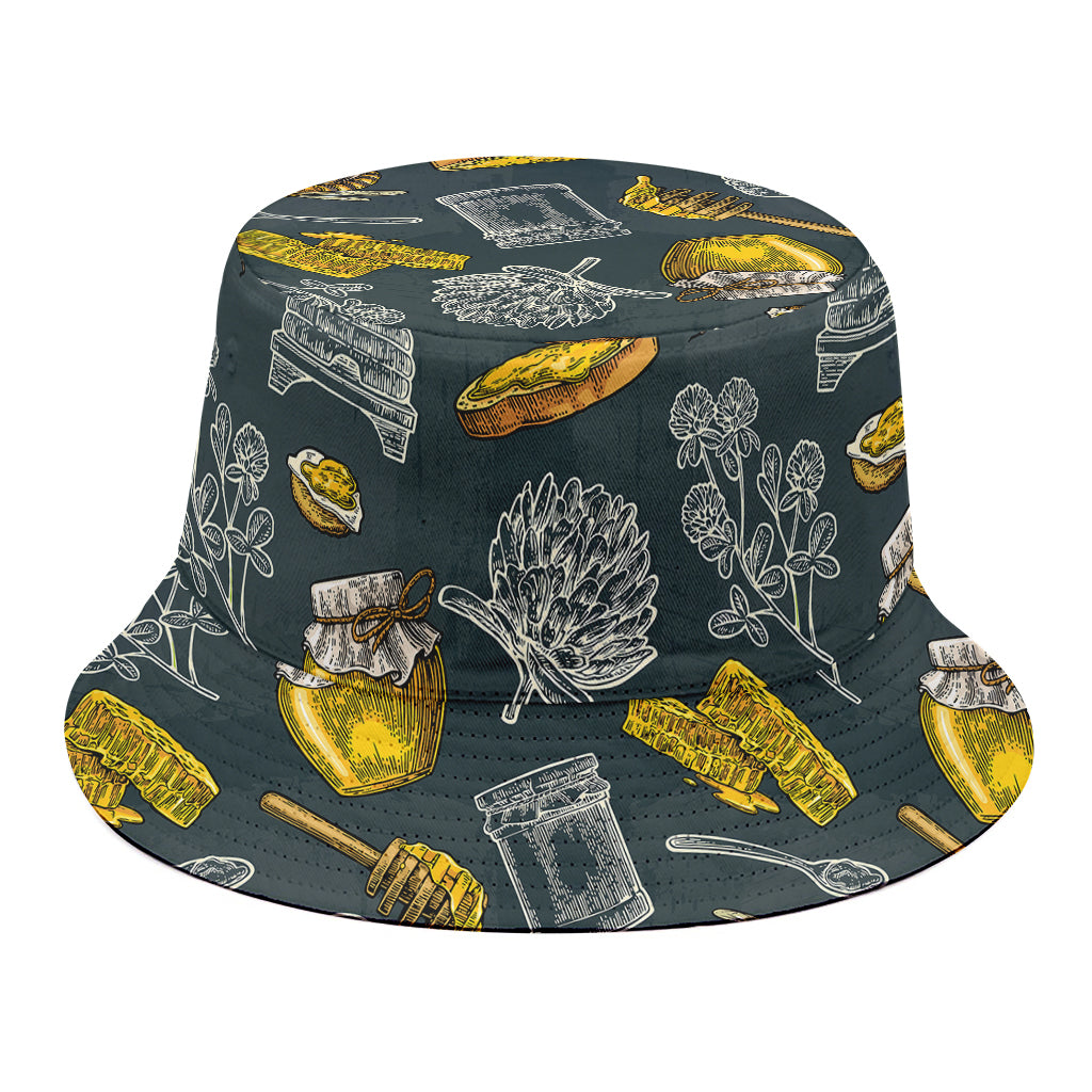 Vintage Honey Bee Print Bucket Hat