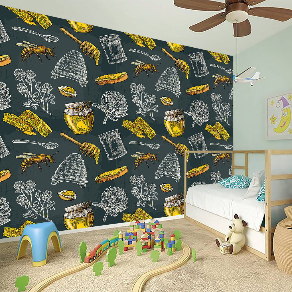 Vintage Honey Bee Print Wall Sticker