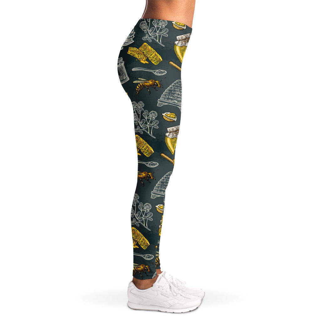 Vintage Honey Bee Print Women's Leggings