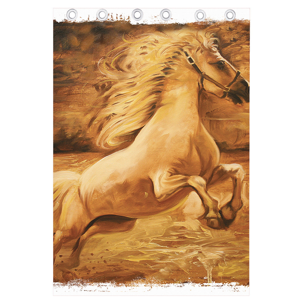Vintage Horse Painting Print Curtain
