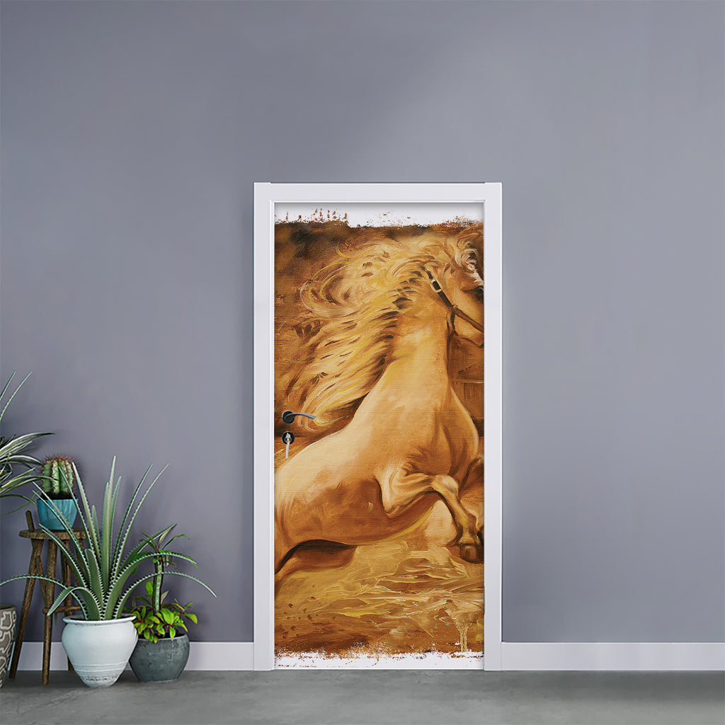 Vintage Horse Painting Print Door Sticker