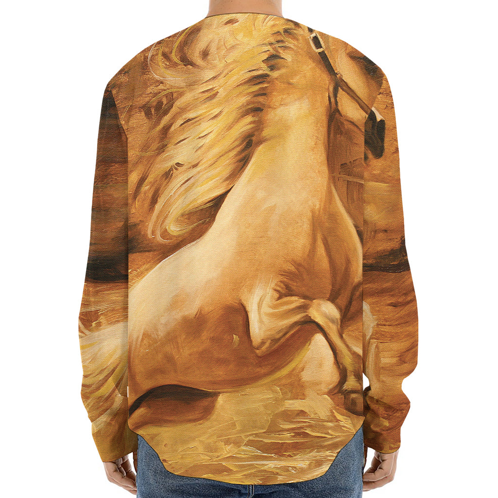 Vintage Horse Painting Print Long Sleeve Baseball Jersey