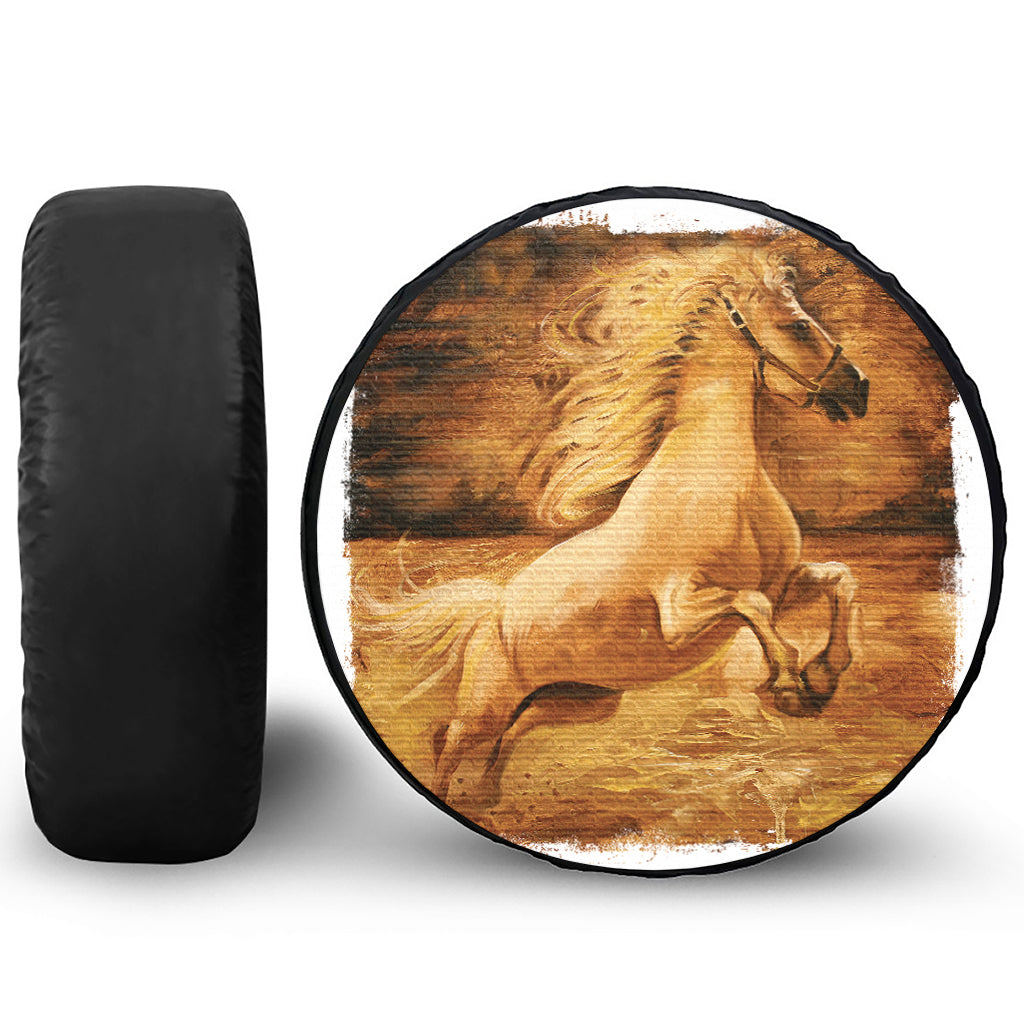 Vintage Horse Painting Print Tire Cover