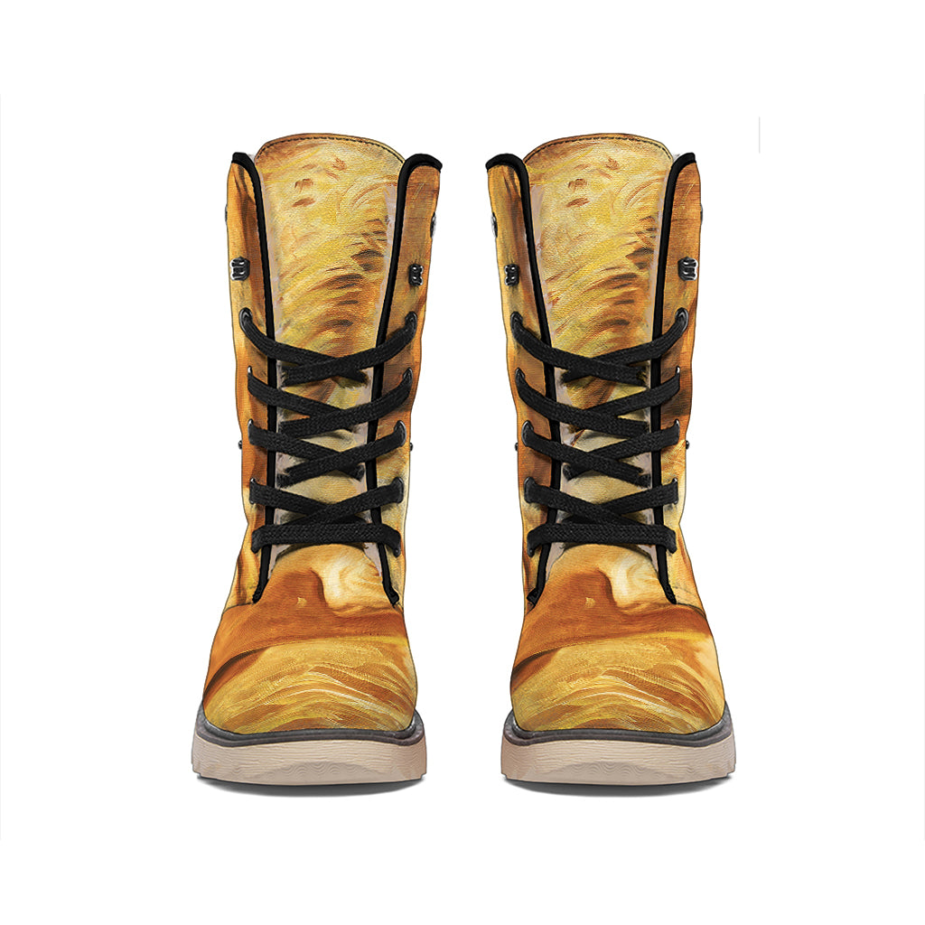Vintage Horse Painting Print Winter Boots