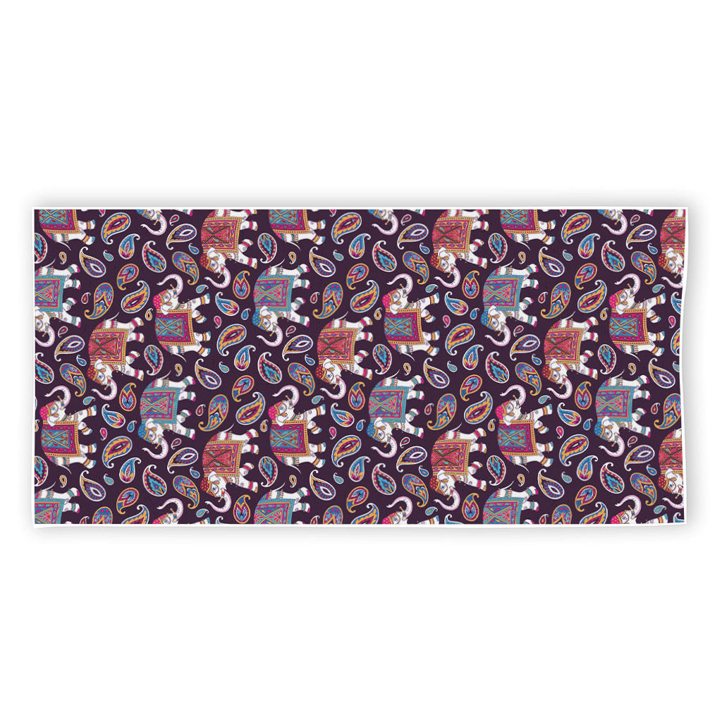 Vintage Indian Elephant Pattern Print Beach Towel