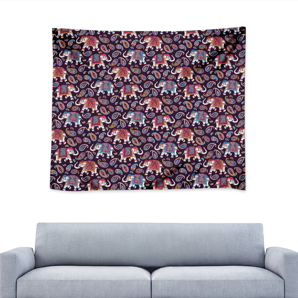 Vintage Indian Elephant Pattern Print Tapestry