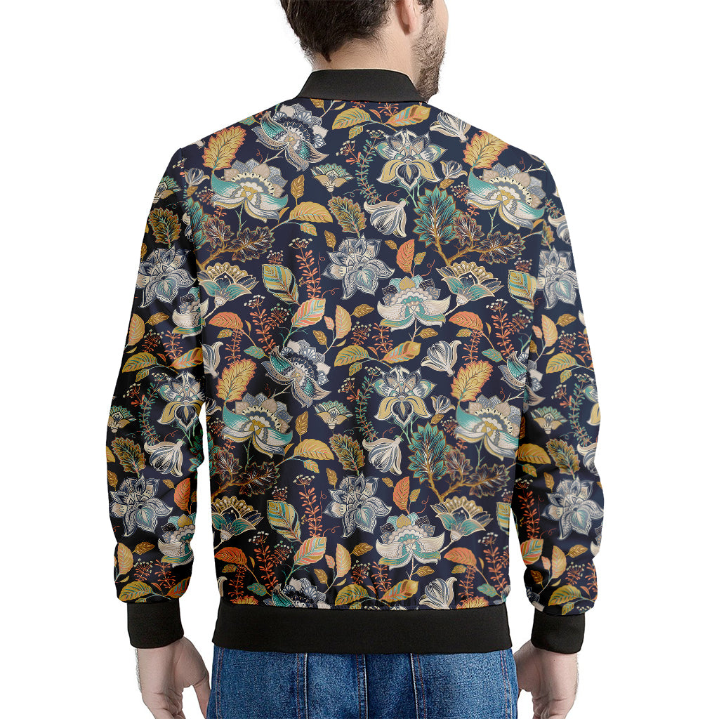 Vintage Indian Floral Pattern Print Men's Bomber Jacket