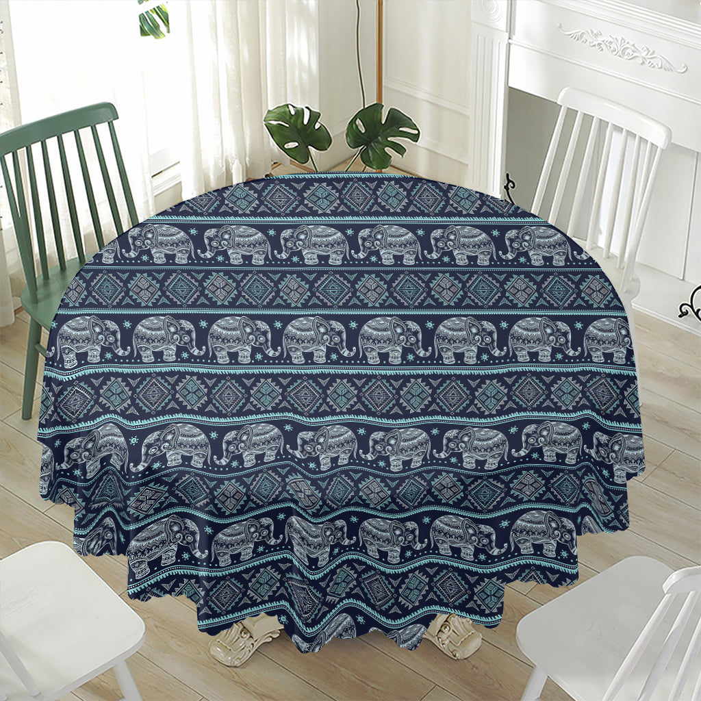 Vintage Indian Tribal Pattern Print Waterproof Round Tablecloth