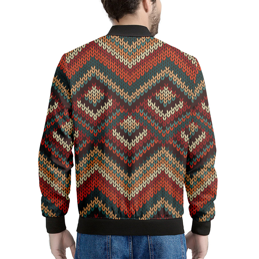 Vintage Knitted Pattern Print Men's Bomber Jacket