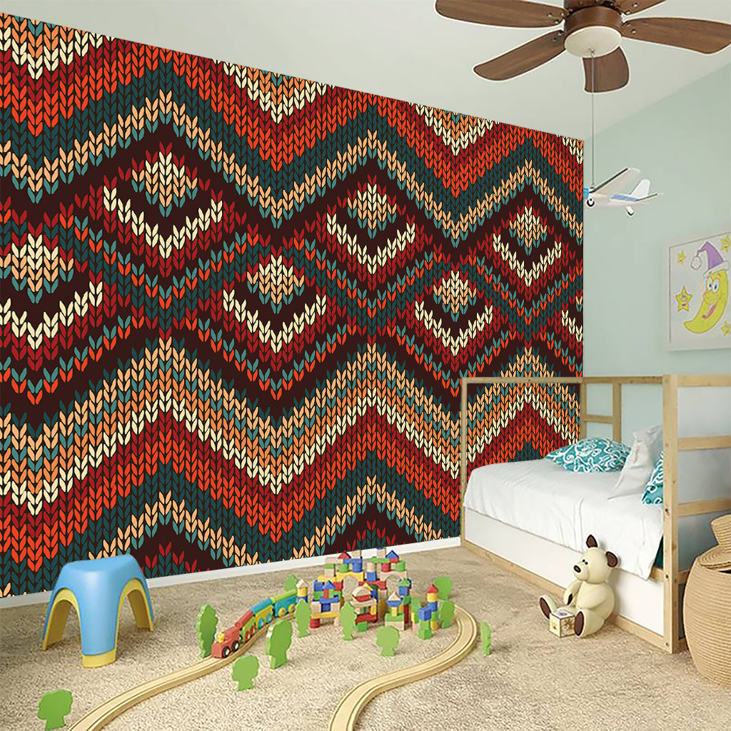 Vintage Knitted Pattern Print Wall Sticker