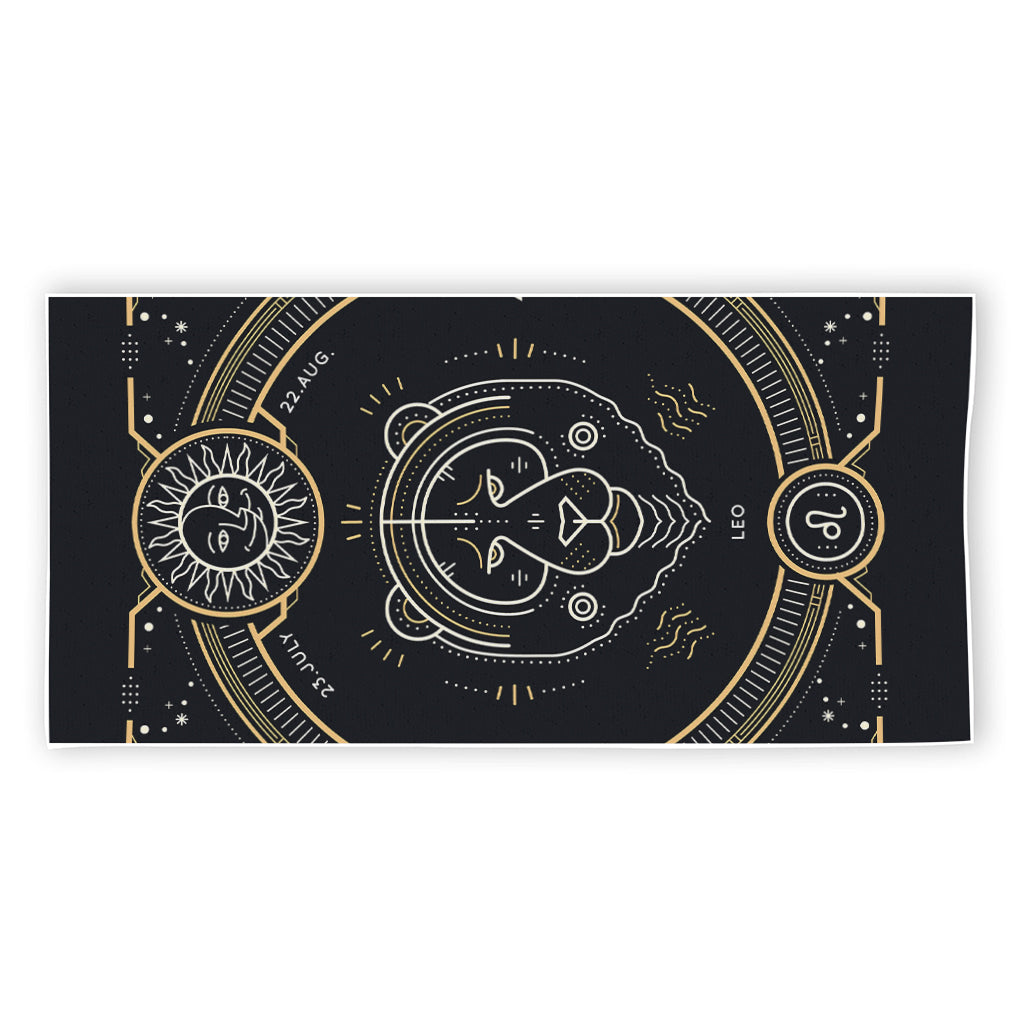Vintage Leo Zodiac Sign Print Beach Towel