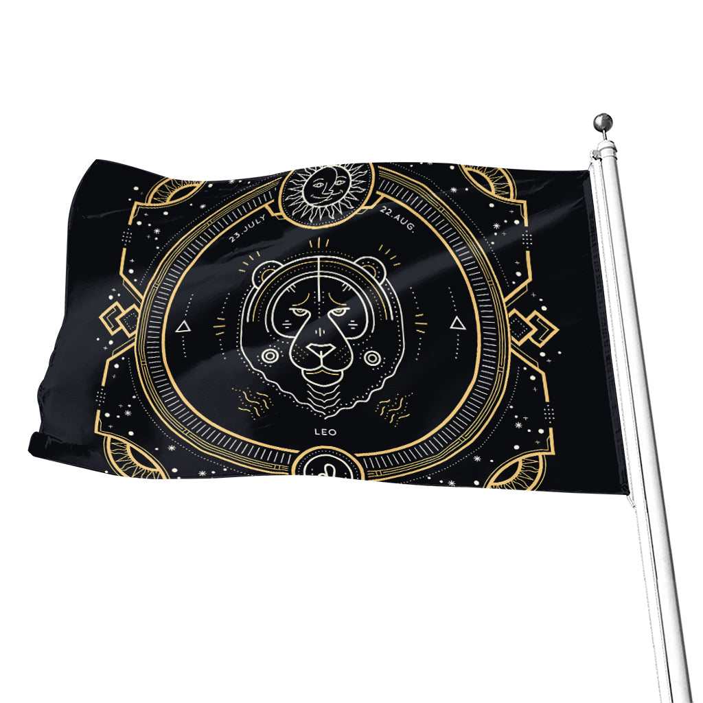 Vintage Leo Zodiac Sign Print Flag