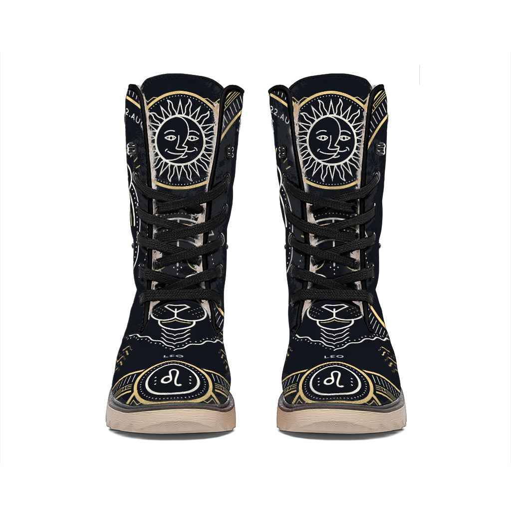 Vintage Leo Zodiac Sign Print Winter Boots