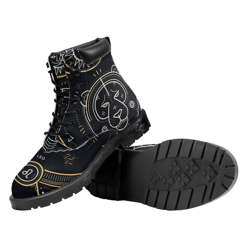 Vintage Leo Zodiac Sign Print Work Boots
