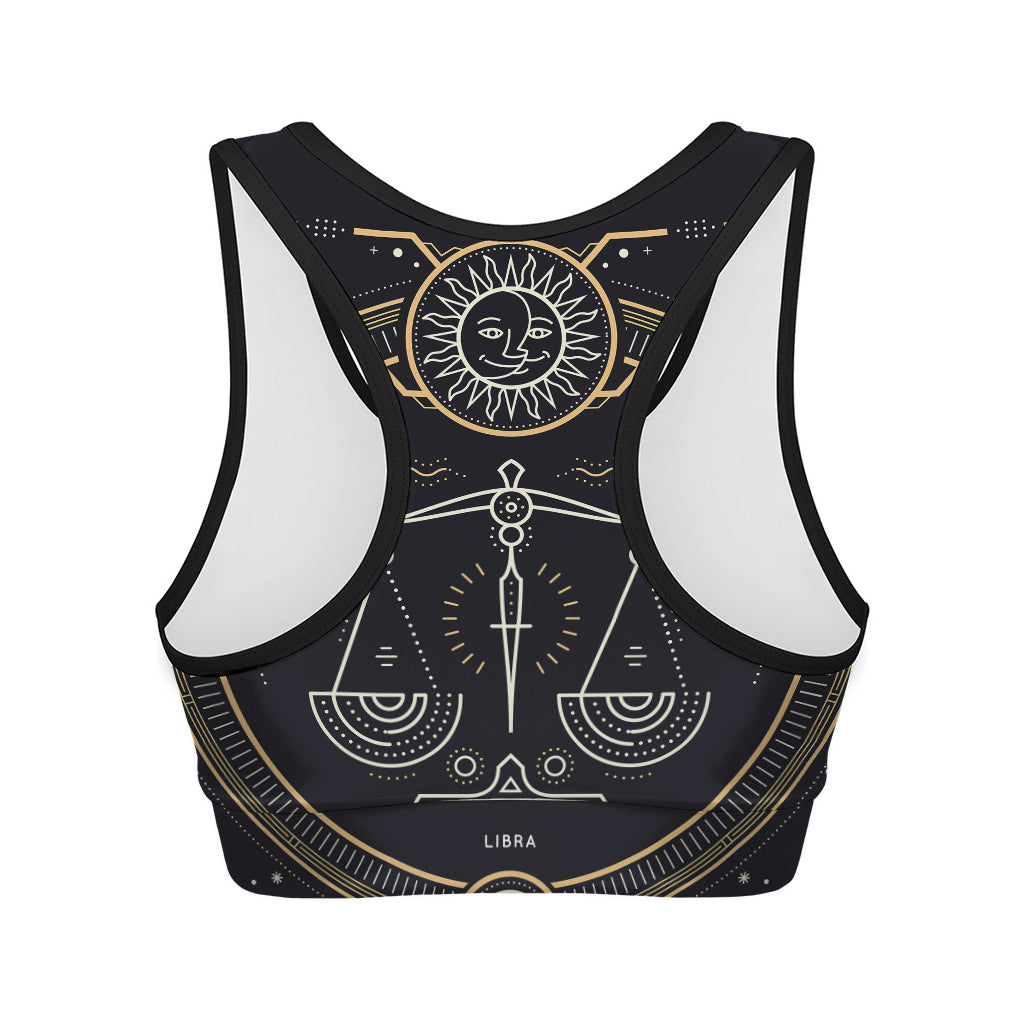 Vintage Libra Zodiac Sign Print Women's Sports Bra