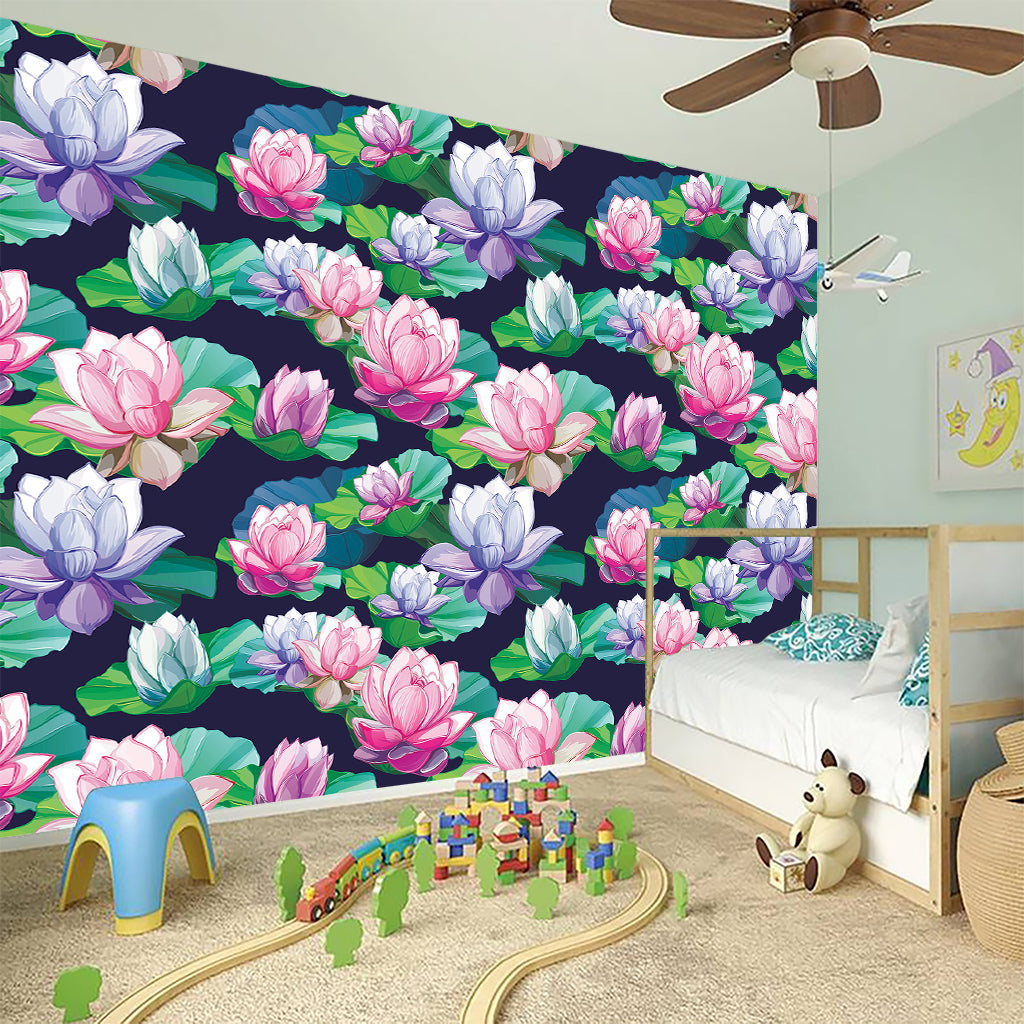 Vintage Lotus Floral Print Wall Sticker