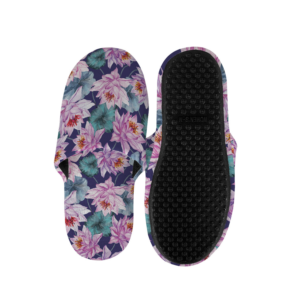 Vintage Lotus Flower Print Slippers