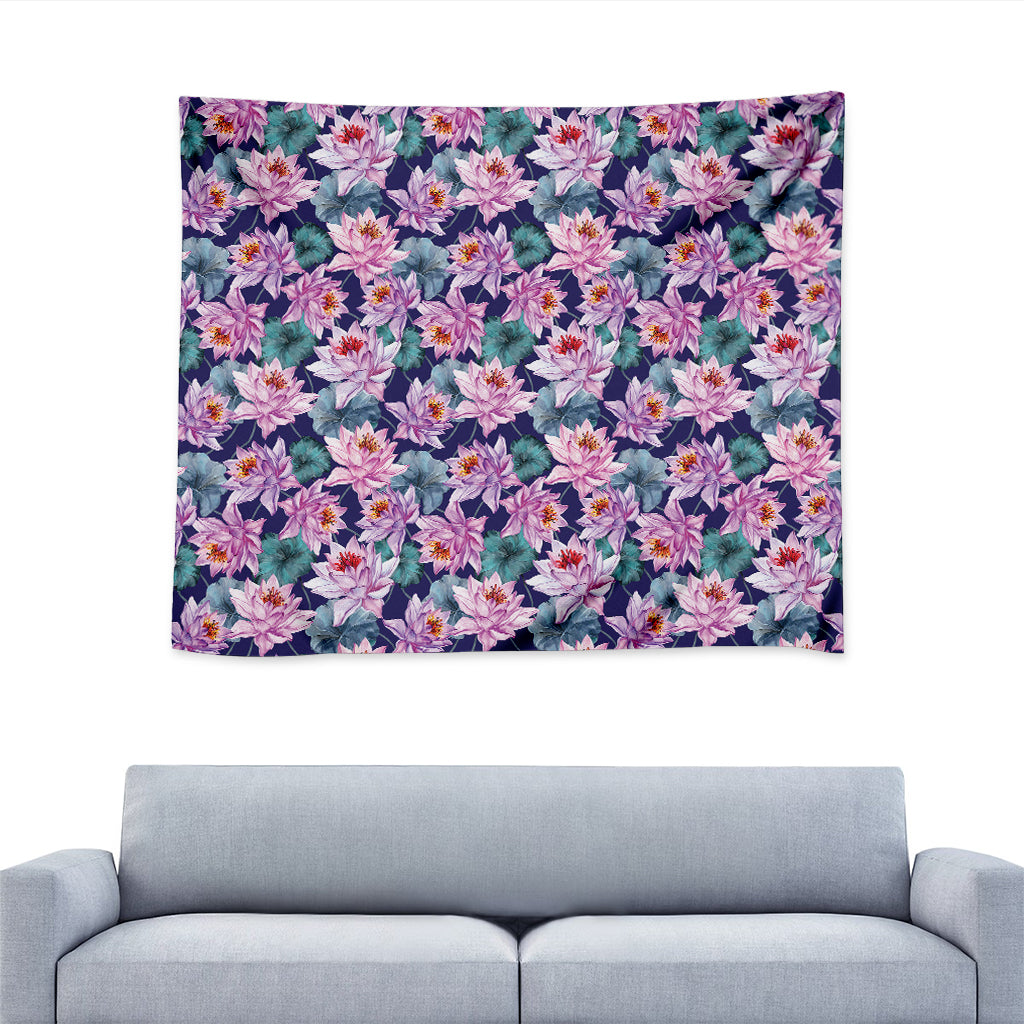 Vintage Lotus Flower Print Tapestry