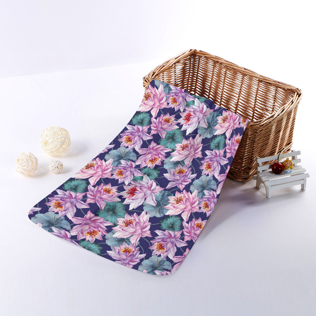 Vintage Lotus Flower Print Towel