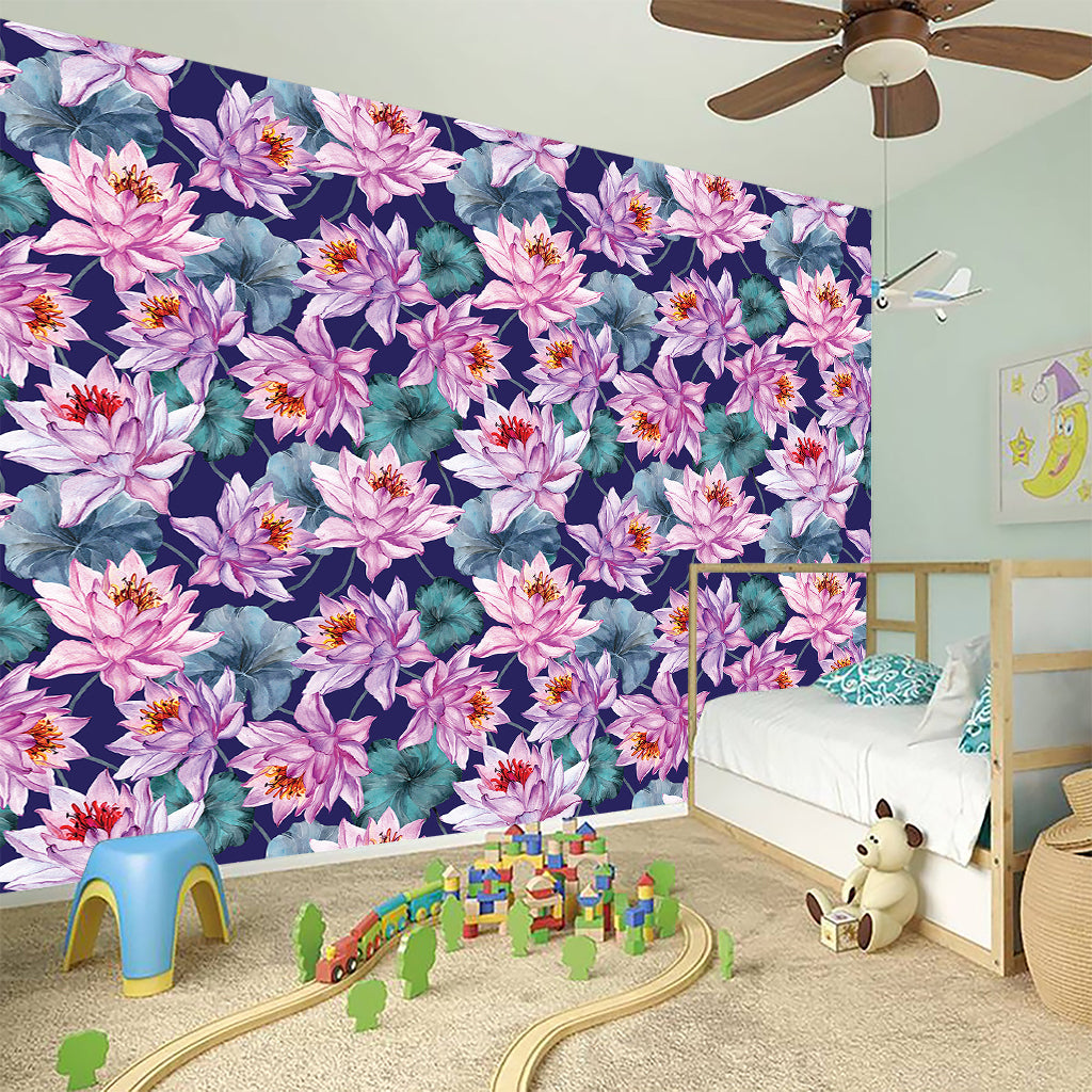 Vintage Lotus Flower Print Wall Sticker