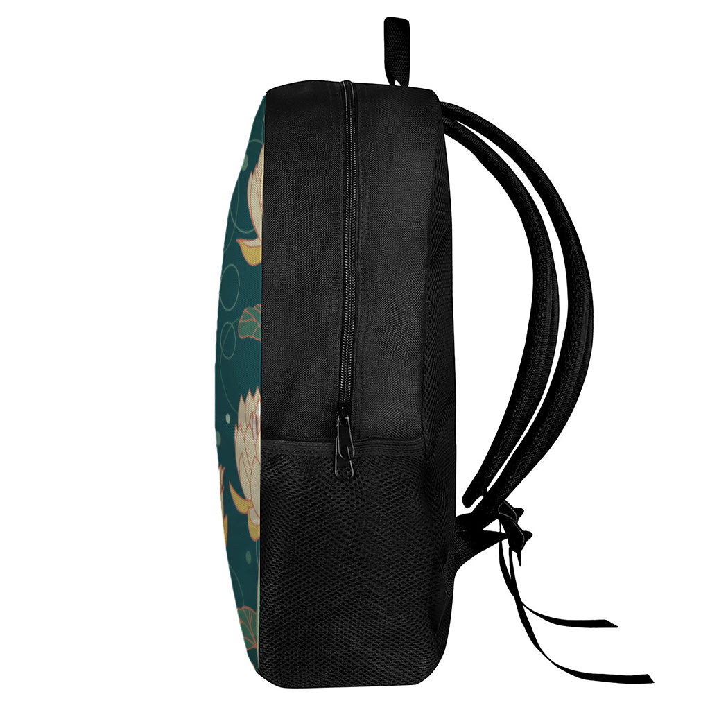 Vintage Lotus Pattern Print 17 Inch Backpack