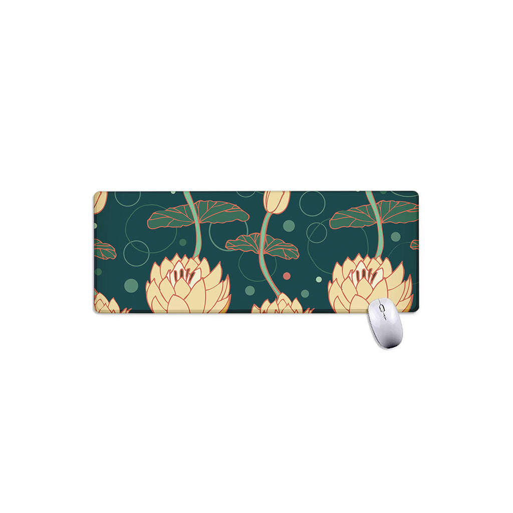 Vintage Lotus Pattern Print Extended Mouse Pad