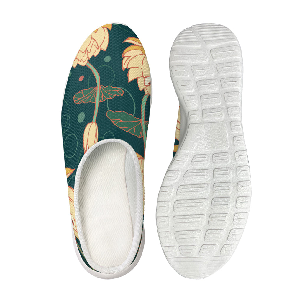 Vintage Lotus Pattern Print Mesh Casual Shoes