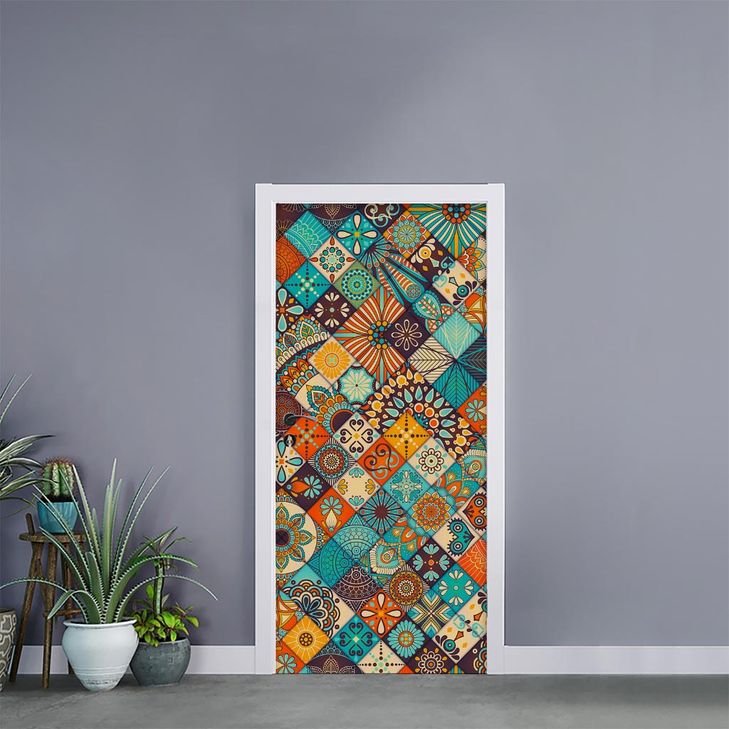 Vintage Mandala Bohemian Pattern Print Door Sticker