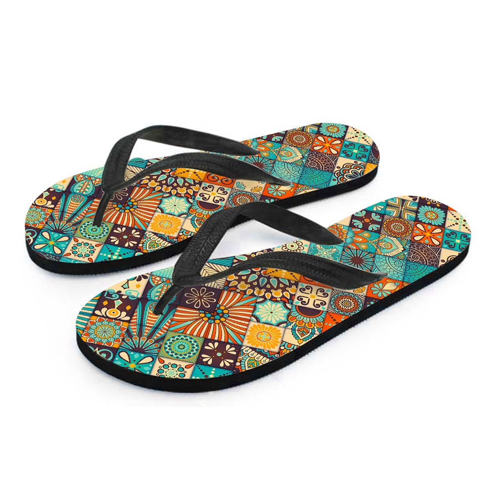 Vintage Mandala Bohemian Pattern Print Flip Flops