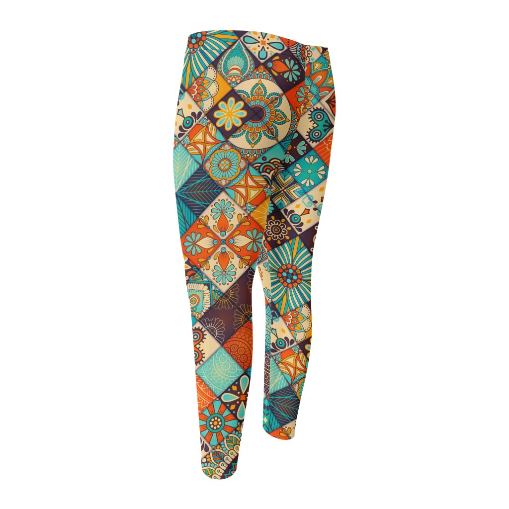 Vintage Mandala Bohemian Pattern Print Men's Compression Pants