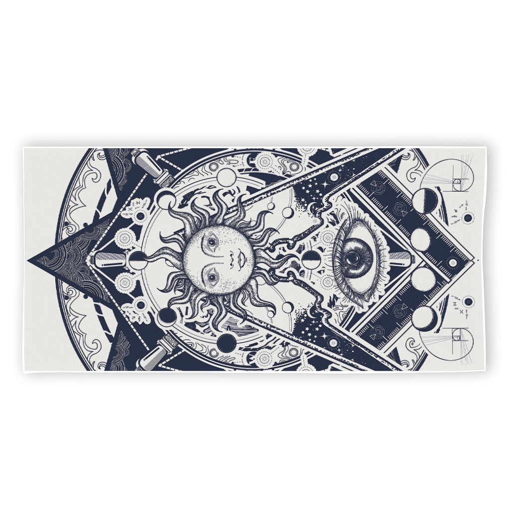 Vintage Masonic Freemasonry Print Beach Towel