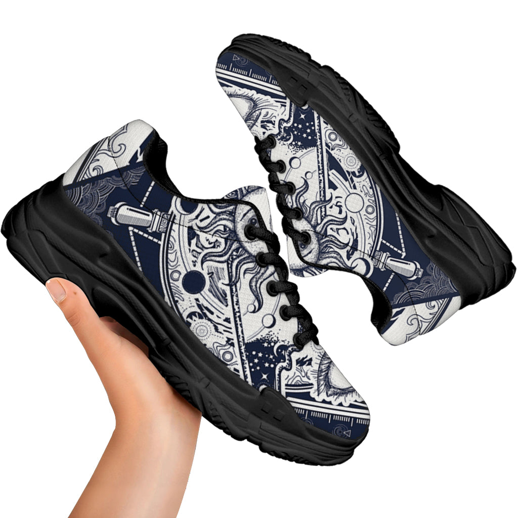 Vintage Masonic Freemasonry Print Black Chunky Shoes
