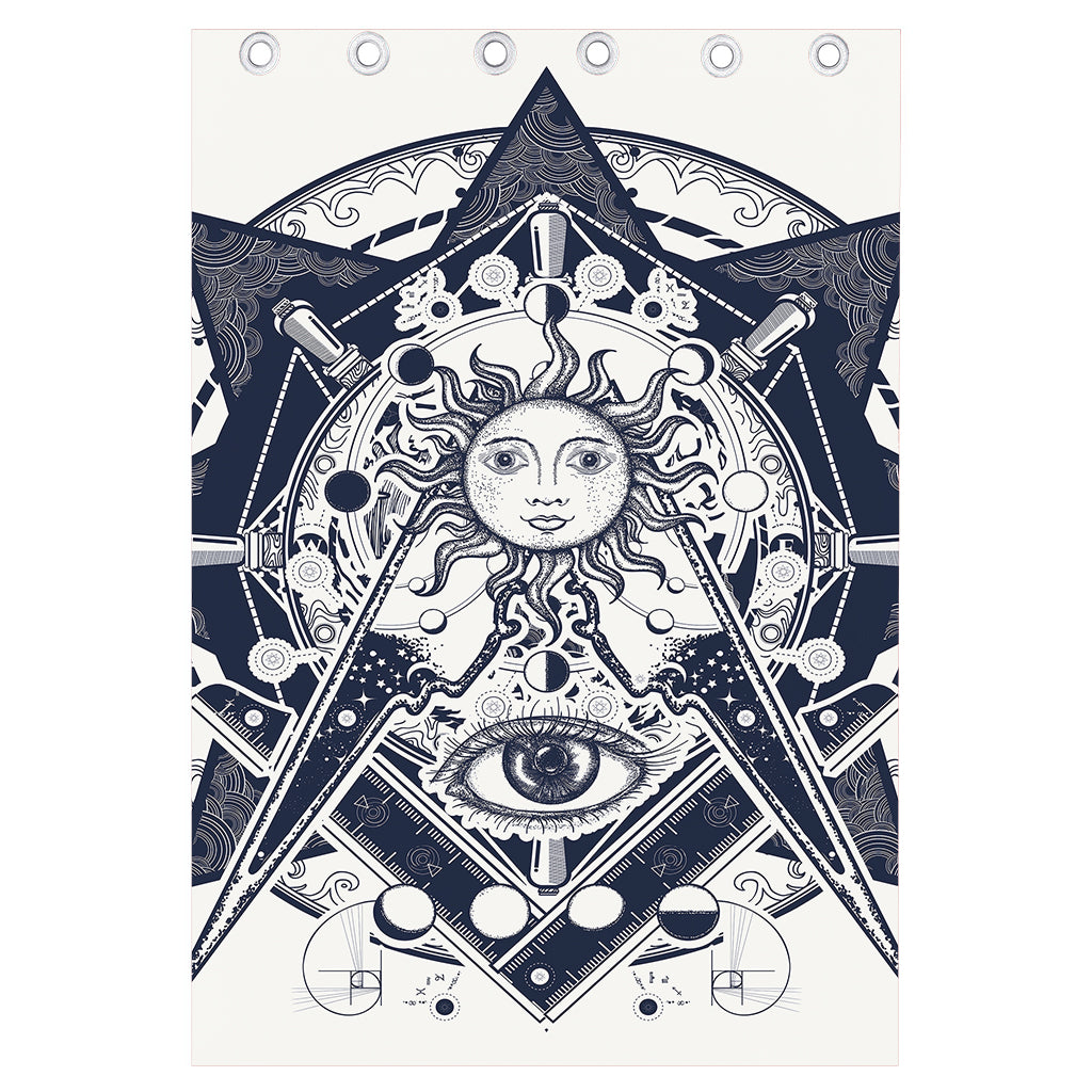 Vintage Masonic Freemasonry Print Curtain