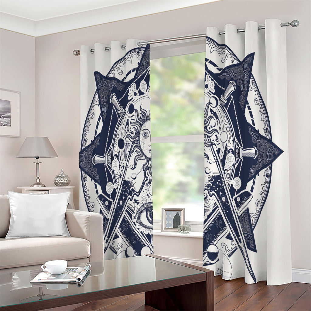 Vintage Masonic Freemasonry Print Extra Wide Grommet Curtains