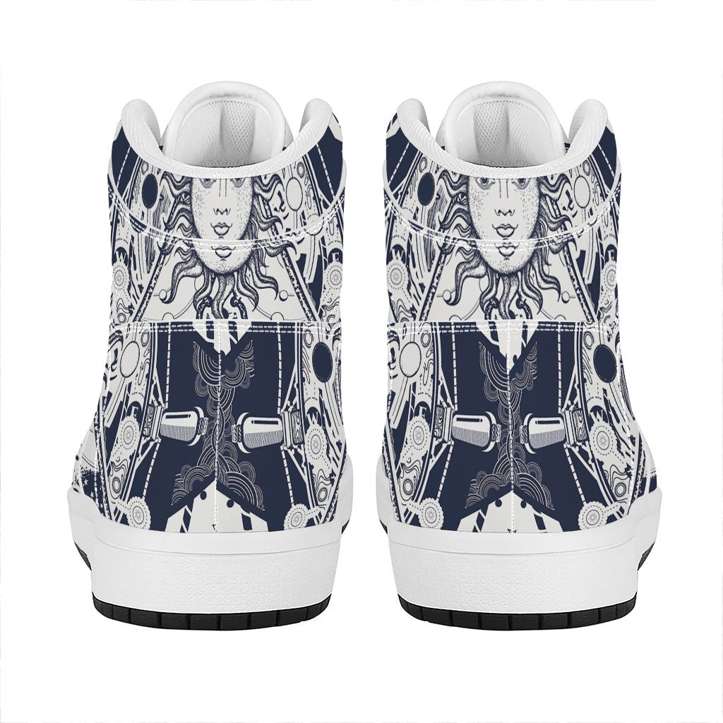 Vintage Masonic Freemasonry Print High Top Leather Sneakers