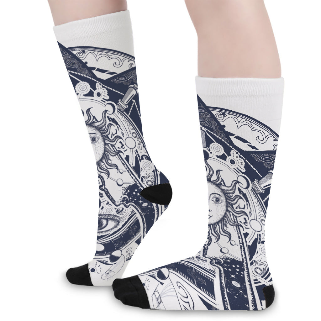 Vintage Masonic Freemasonry Print Long Socks