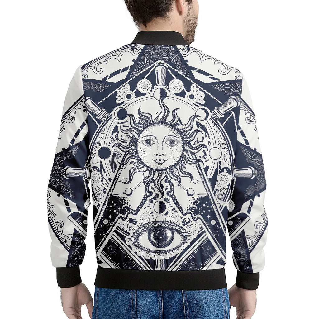 Vintage Masonic Freemasonry Print Men's Bomber Jacket