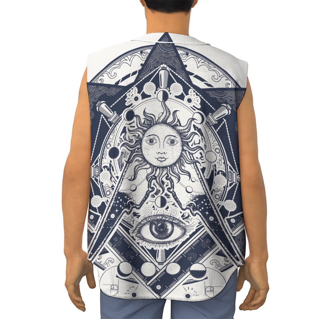 Vintage Masonic Freemasonry Print Sleeveless Baseball Jersey