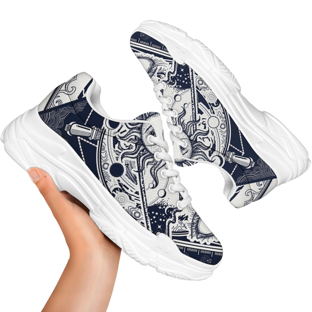 Vintage Masonic Freemasonry Print White Chunky Shoes