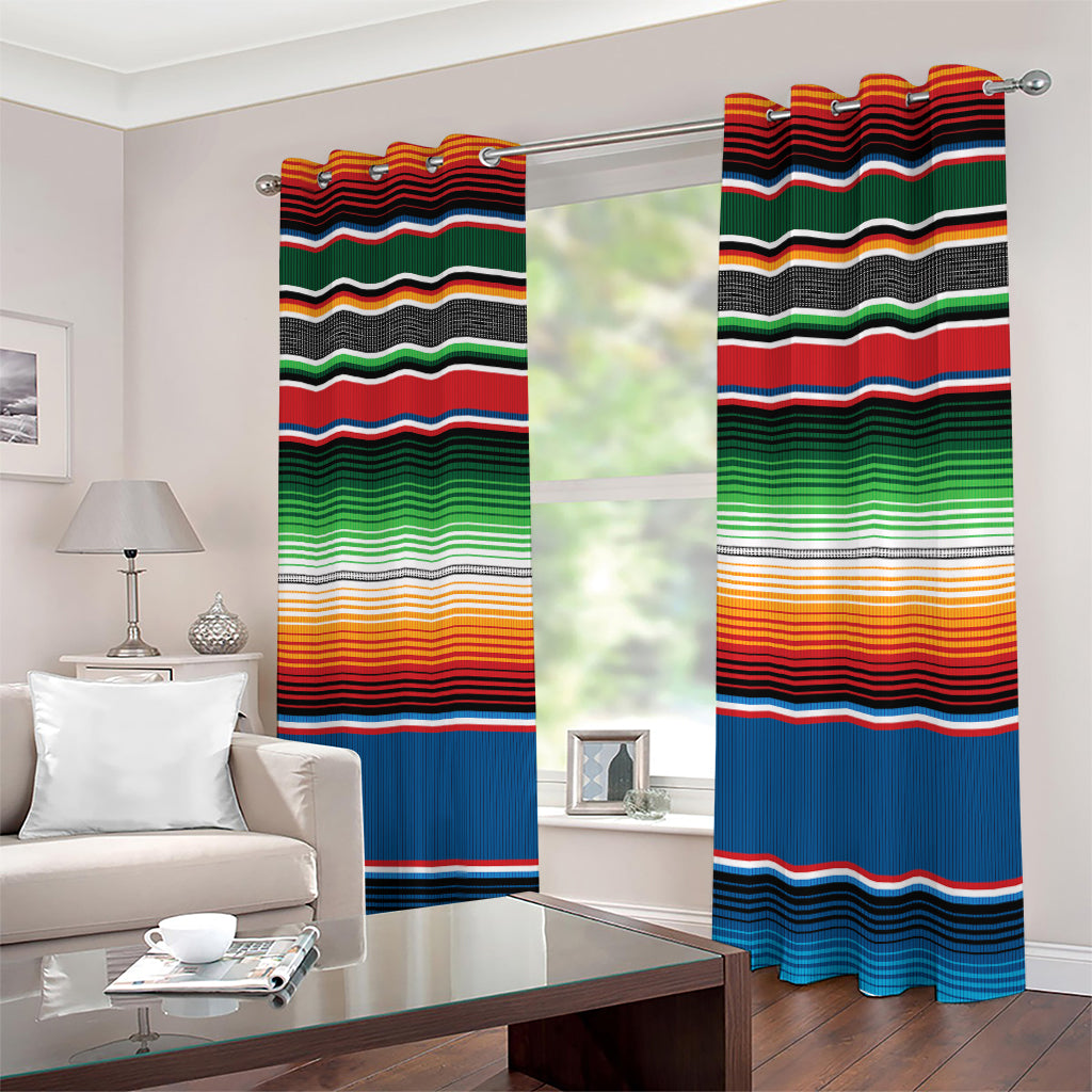 Vintage Mexican Blanket Pattern Print Extra Wide Grommet Curtains