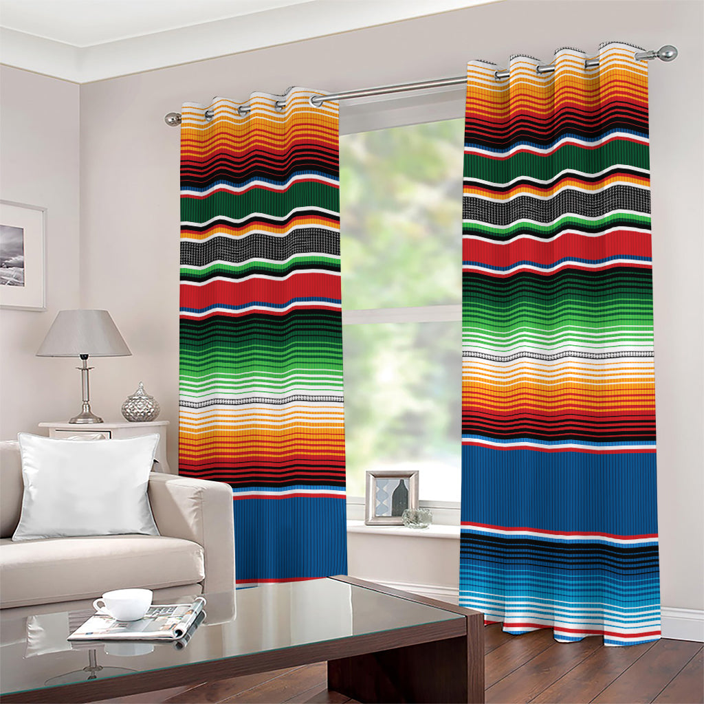 Vintage Mexican Blanket Pattern Print Grommet Curtains