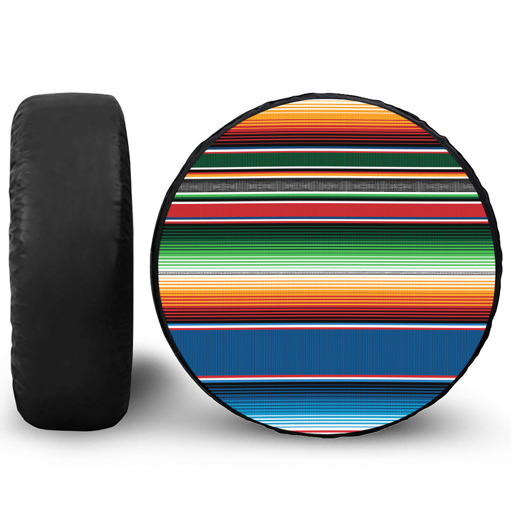Vintage Mexican Blanket Pattern Print Leather Spare Tire Cover