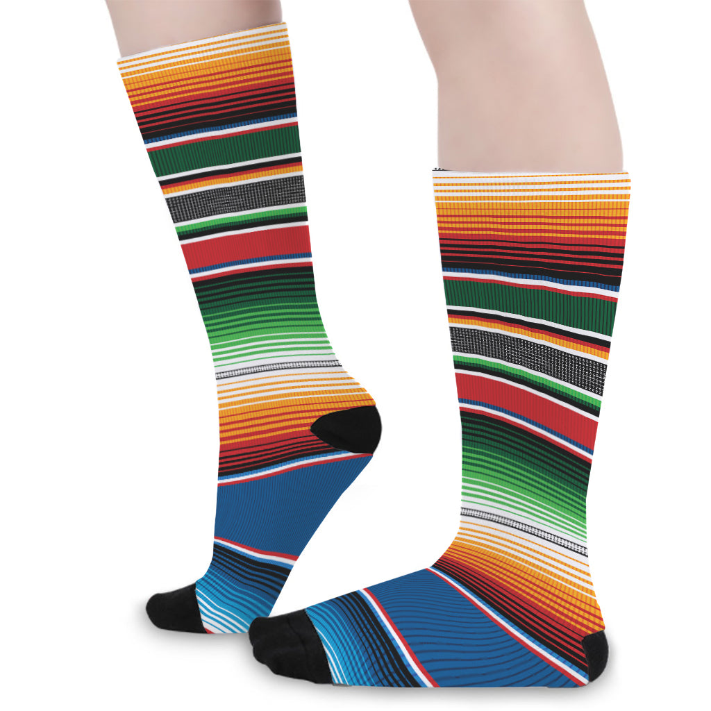 Vintage Mexican Blanket Pattern Print Long Socks