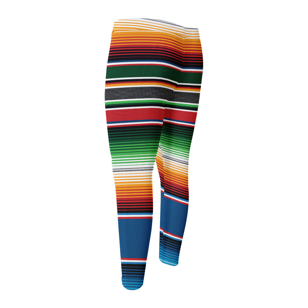 Vintage Mexican Blanket Pattern Print Men's Compression Pants