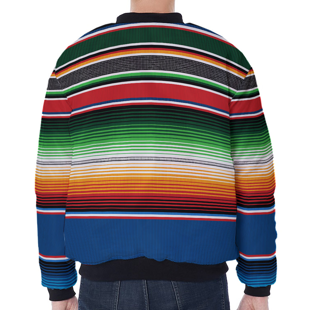 Vintage Mexican Blanket Pattern Print Zip Sleeve Bomber Jacket