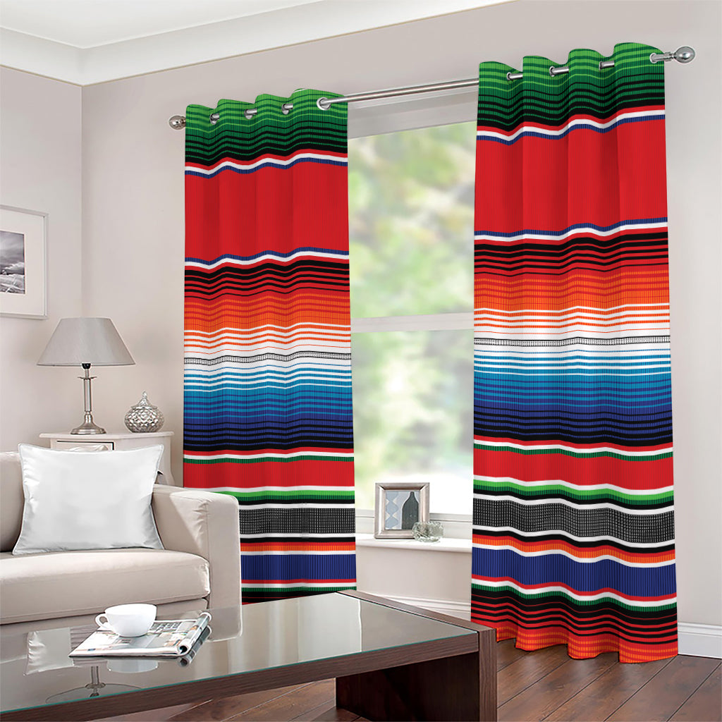 Vintage Mexican Serape Pattern Print Extra Wide Grommet Curtains