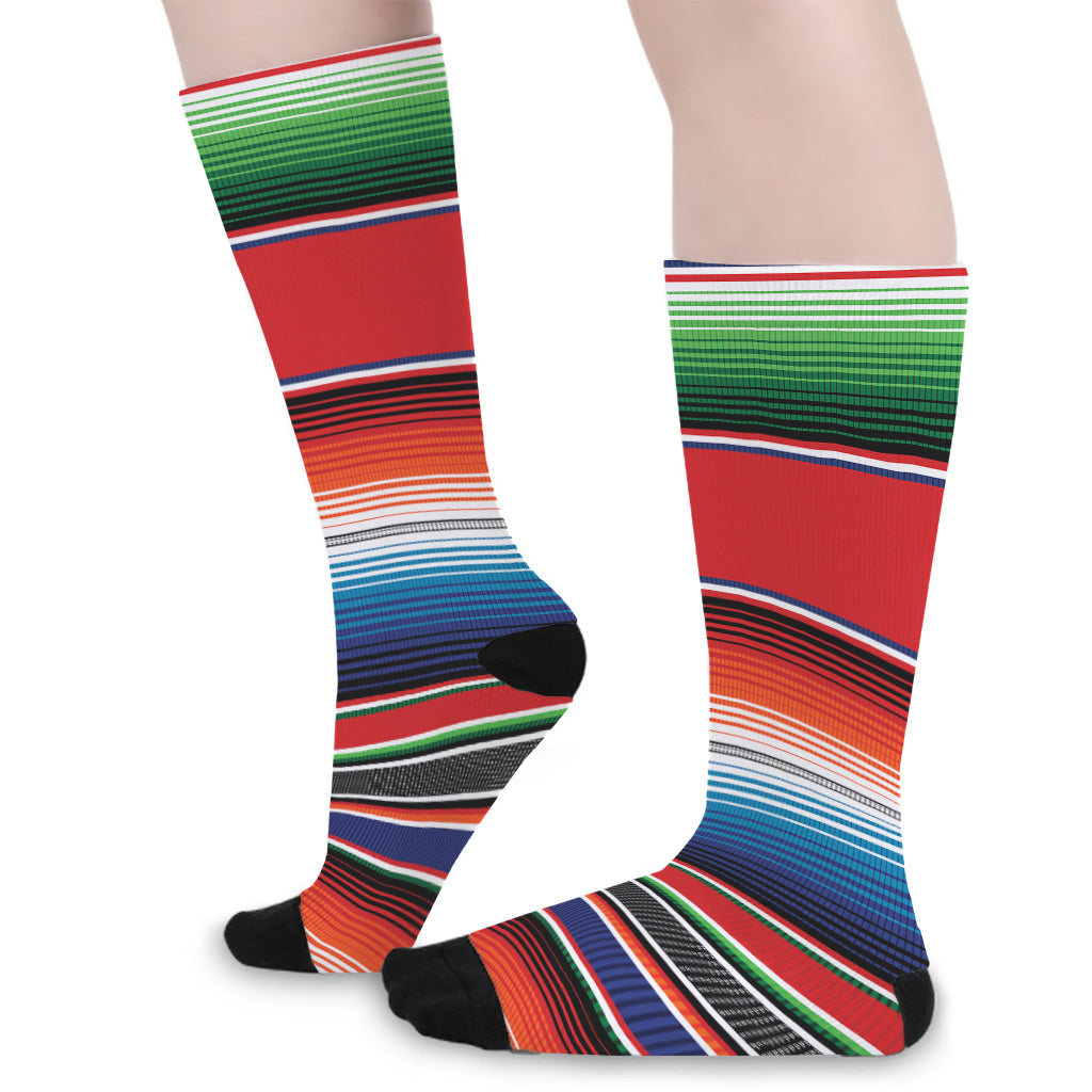 Vintage Mexican Serape Pattern Print Long Socks
