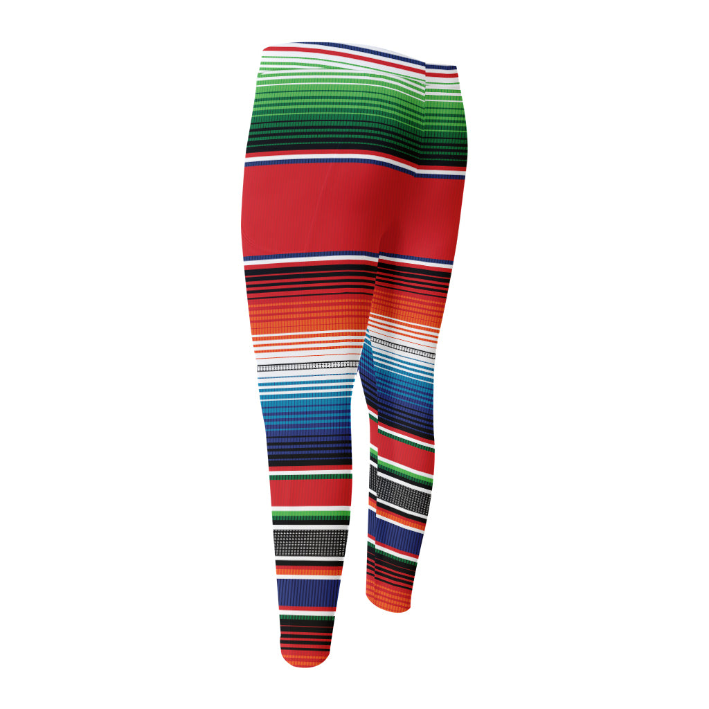 Vintage Mexican Serape Pattern Print Men's Compression Pants