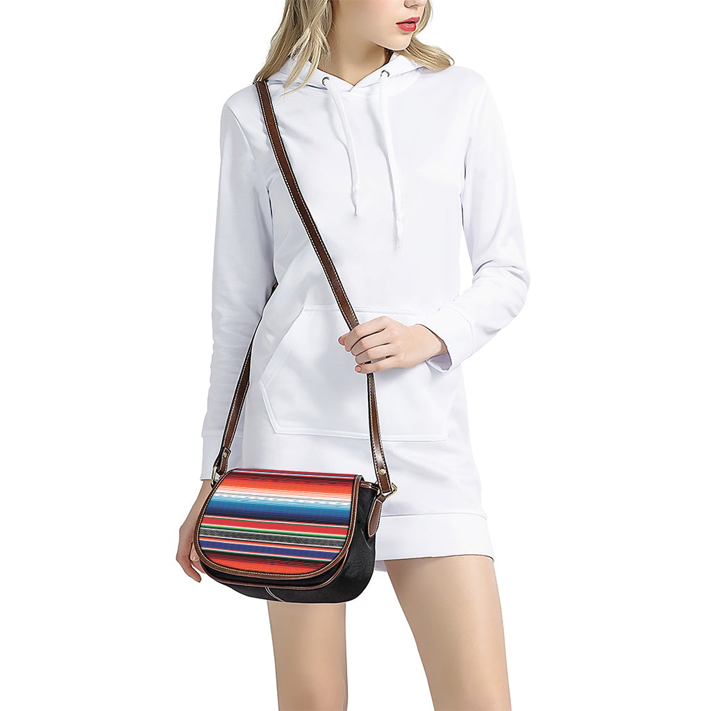 Vintage Mexican Serape Pattern Print Saddle Bag