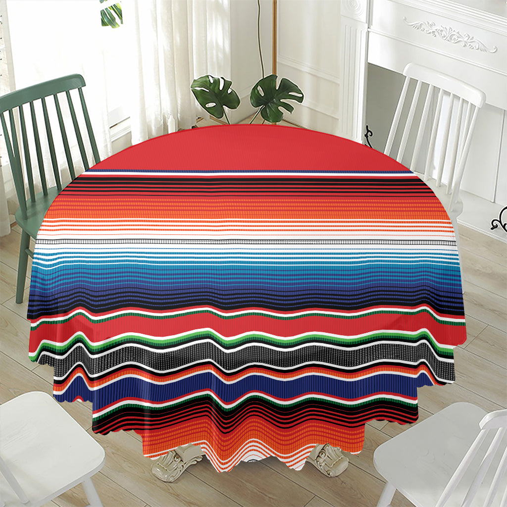 Vintage Mexican Serape Pattern Print Waterproof Round Tablecloth